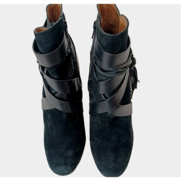 Gianni bini Black Leather Embossed and Suede Ankle boots Size 8 - Picture 4 of 7